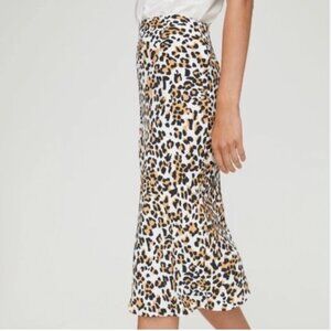 Babaton Leopard Print Midi Slip Skirt